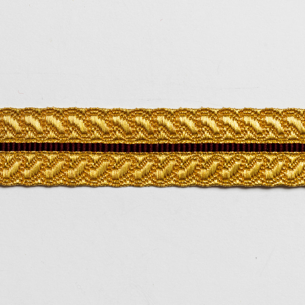 Sword Knot Herringbone lace burgundy 2WM gold 7/8" (8105750987011)
