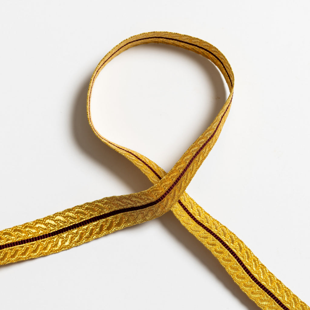 Sword Knot Herringbone lace burgundy 2WM gold 7/8" (8105750987011)