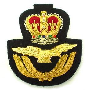 RAF CAP BADGE IN GILT & PLATED WIRE ON BLACK (4334376616008)