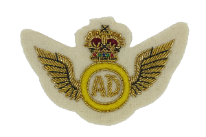 AIR DESPATCH ARM BADGE GOLD WINGS MESS DRESS ON CREAM (4344224874568)