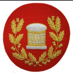 Arm Drum Badge in Wreath on Red (Gold) (4334332018760)