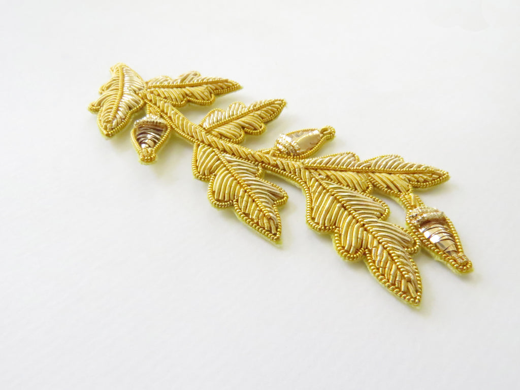 Repeat Pattern Oak Leaf (with acorn) Gold pair (4334446870600)