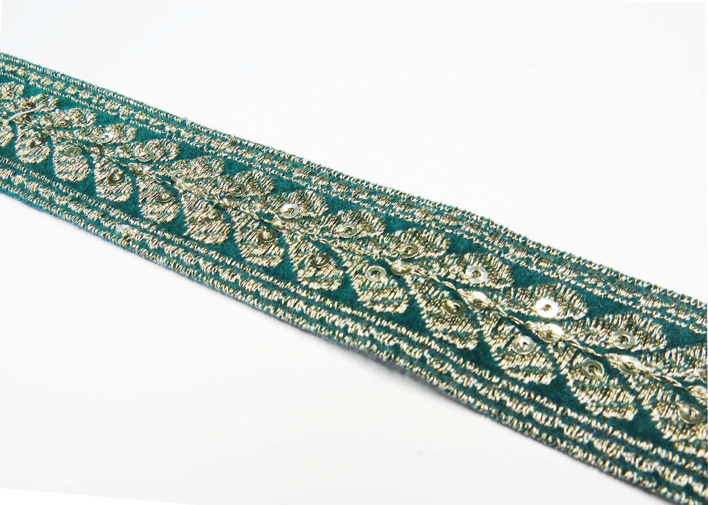 Green and Silver Sequin repeat pattern trim (5779818971302)
