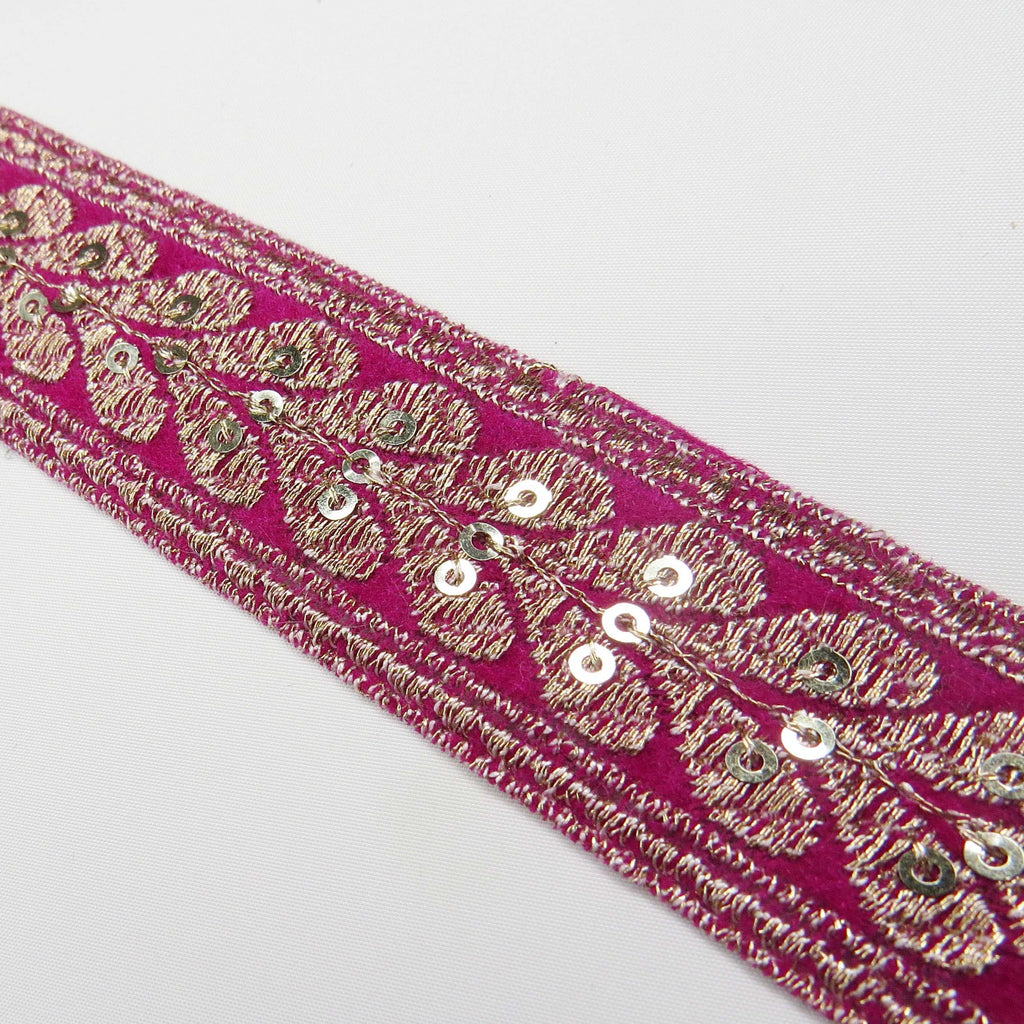 Pink and Silver Sequin repeat pattern trim (5779818971302)