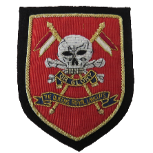 Queens royal lancers blazer badge DEATH OR GLORY (red) (4334452408392)
